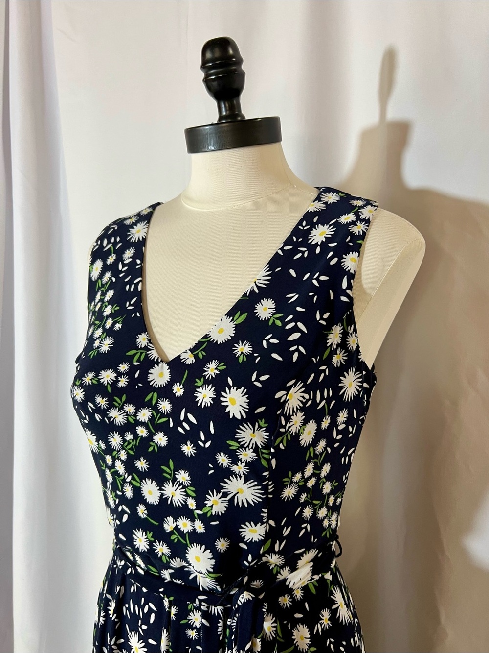 Tommy Hilfiger Wind Blown Daisy Navy V-Neck Midi Jersey Dress 8 Career Dinner - Picture 2 of 8